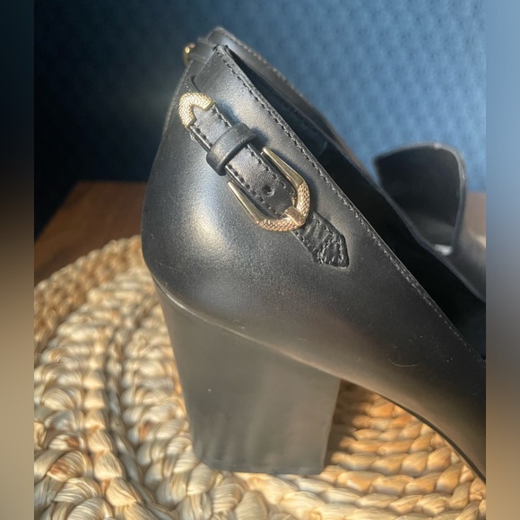 Nine West Black Heel Size 8 Leather Office Neutral Business Contemporary Event - Picture 4 of 14